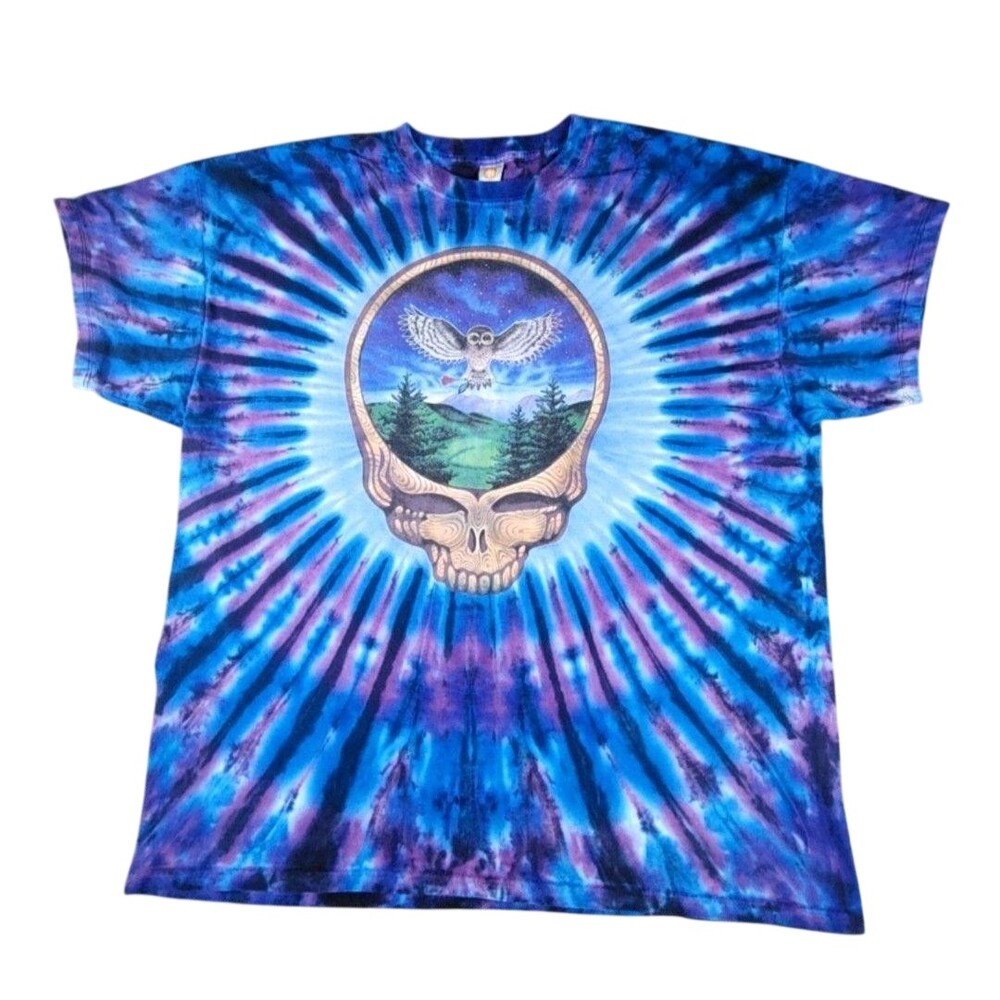 Vintage Y2K Grateful Dead Shirt Mens 2XL Tie Dye Owl Skull Roses Sundog 2004